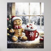 Gingerbread Christmas Wall Art, Cozy Coffee Lover  Poster (Vorne)