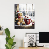 Gingerbread Christmas Wall Art, Cozy Coffee Lover Poster (Heimbüro)