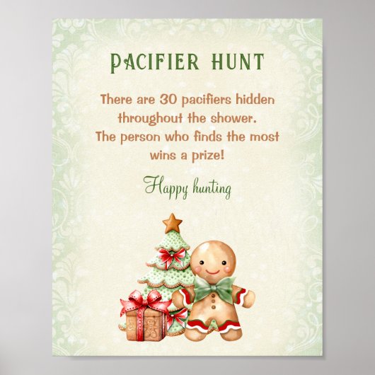 Gingerbread Classic Baby Shower Schnuller Hunt Gam Poster (Vorne)