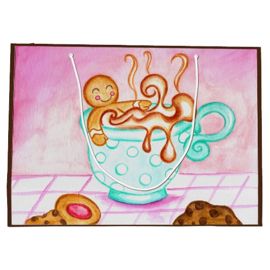 Gingerbread Coffee Gift Bag Große Geschenktüte (Rückseite)