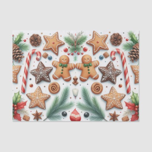 Gingerbread Cookie Candy Cane & Pine Seidenpapier (Vorderseite)
