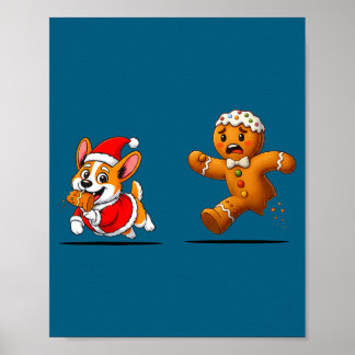 Gingerbread Cookie Chasing Corgi Christmas Dog Mom Poster