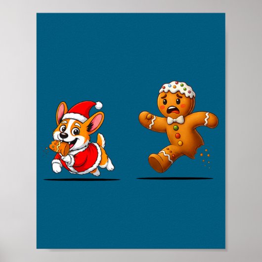 Gingerbread Cookie Chasing Corgi Christmas Dog Mom Poster (Vorne)