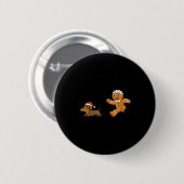 Gingerbread Cookie Chasing Dachshund Christmas Dog Button (Vorne & Hinten)