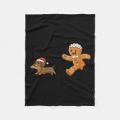 Gingerbread Cookie Chasing Dachshund Christmas Dog Fleecedecke (Vorderseite)