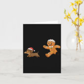 Gingerbread Cookie Chasing Dachshund Christmas Dog Karte (Gelbe Blume)