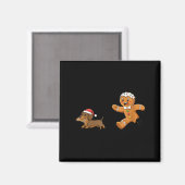 Gingerbread Cookie Chasing Dachshund Christmas Dog Magnet (Vorderseite/Rückseite)