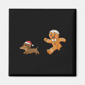 Gingerbread Cookie Chasing Dachshund Christmas Dog Magnet (Vorne)