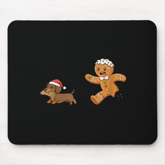 Gingerbread Cookie Chasing Dachshund Christmas Dog Mousepad (Vorne)