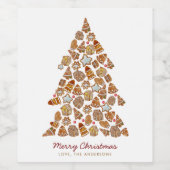 Gingerbread Cookie Christmas Tree Custom Weinetikett (Einzelnes Label)