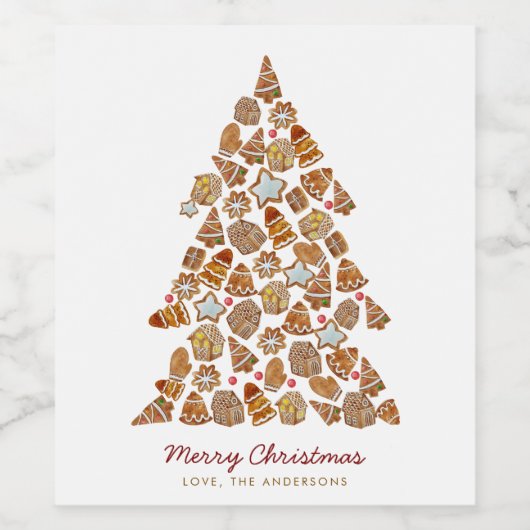 Gingerbread Cookie Christmas Tree Custom Weinetikett (Einzelnes Label)
