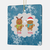 Gingerbread Cookie Couple Weihnachtsnamen Keramikornament (Links)