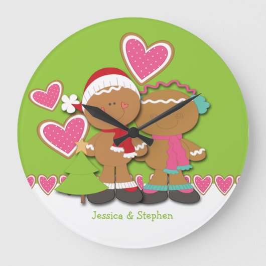 Gingerbread Cookie Große Wanduhr (Vorderseite)