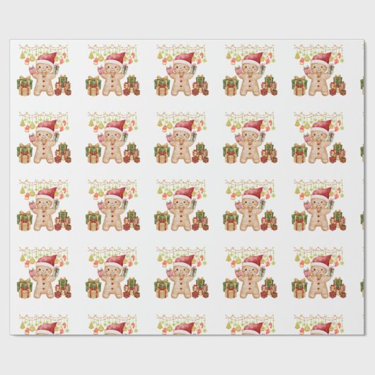 Gingerbread Cookie Man Christmas Geschenkpapier (Flach)