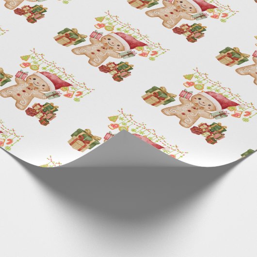 Gingerbread Cookie Man Christmas Geschenkpapier (Ecke)