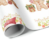 Gingerbread Cookie Man Christmas Geschenkpapier (Rolleneckpunkt)