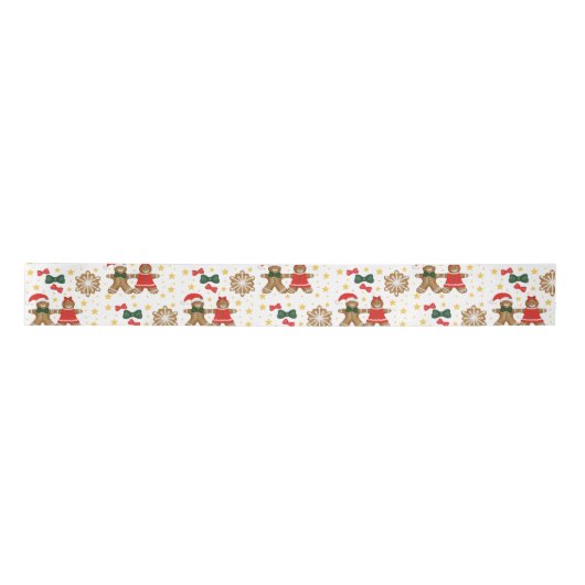 Gingerbread Cookie Pattern Christmas Tissue Paper Satinband (Vorderseite)