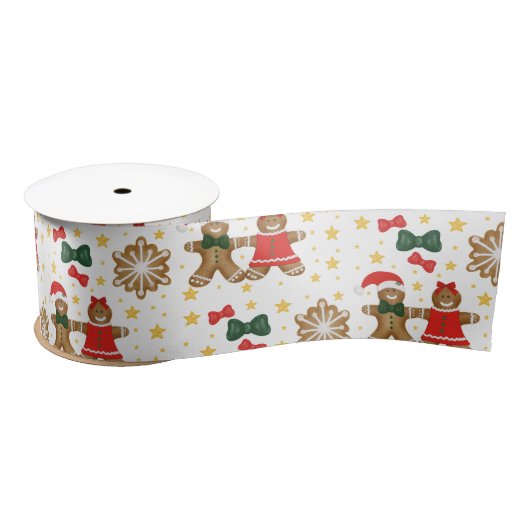 Gingerbread Cookie Pattern Christmas Tissue Paper Satinband (Spule)