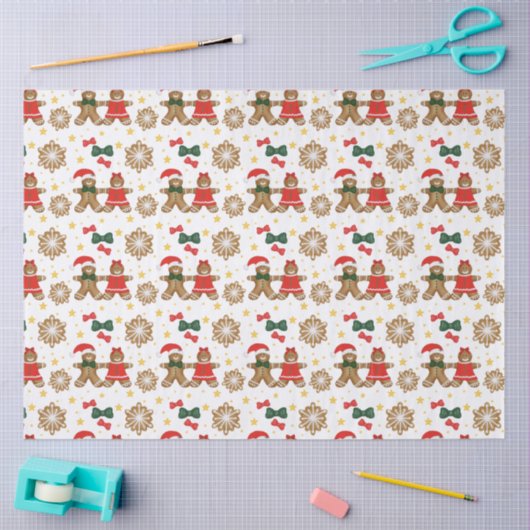 Gingerbread Cookie Pattern Christmas Tissue Paper Seidenpapier (Basteln)
