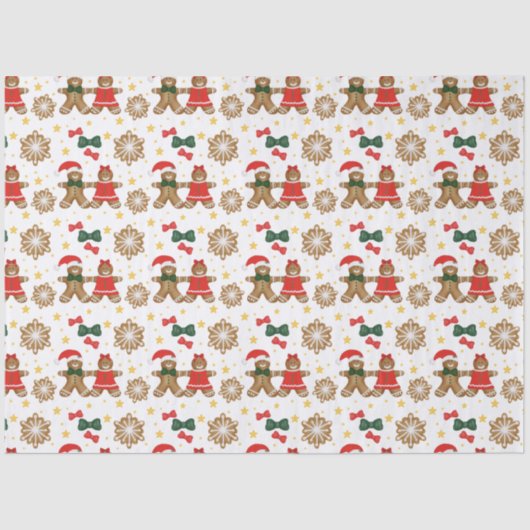 Gingerbread Cookie Pattern Christmas Tissue Paper Seidenpapier (Vorderseite)