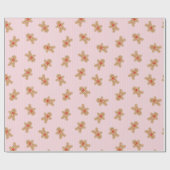 Gingerbread Cookie Pattern - Pink Christmas design Geschenkpapier (Flach)
