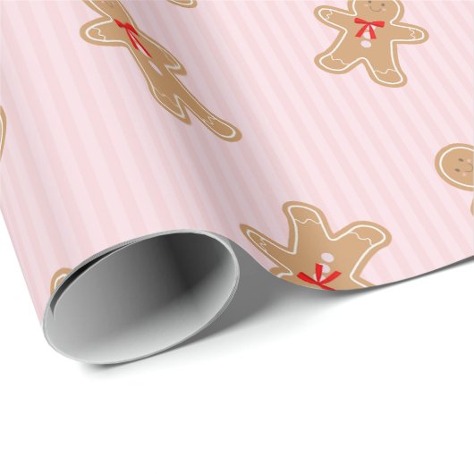 Gingerbread Cookie Pattern - Pink Christmas design Geschenkpapier (Rolleneckpunkt)