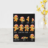 Gingerbread Cookie Santa Hat Fraction Math Teacher Karte (Gelbe Blume)