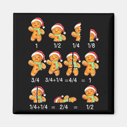 Gingerbread Cookie Santa Hat Fraction Math Teacher Magnet (Vorne)