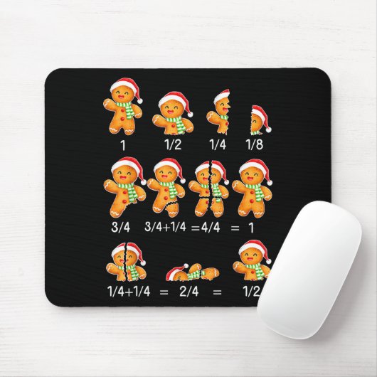 Gingerbread Cookie Santa Hat Fraction Math Teacher Mousepad (Mit Mouse)