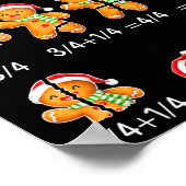 Gingerbread Cookie Santa Hat Fraction Math Teacher Poster (Ecke)