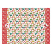 Gingerbread Cookies and Red Heart Border Christmas Tischdecke (Vorderseite (Horizontal))