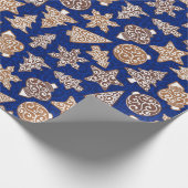 Gingerbread Cookies Blue Elegante Weihnachten Geschenkpapier (Ecke)