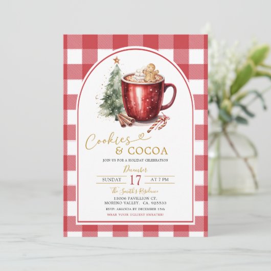 Gingerbread Cookies & Cocoa Holiday Invitation Einladung (Stehend Vorderseite)