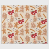 Gingerbread Cookies & Hot Chocolate Wrapping Paper Geschenkpapier (Flach)
