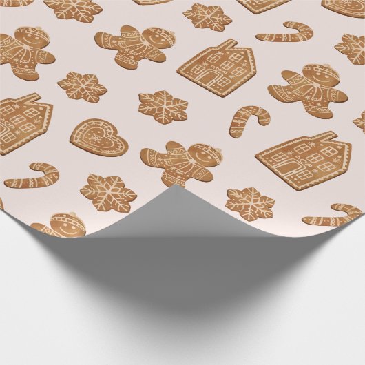 Gingerbread Cookies Pattern Christmas Holiday Geschenkpapier (Ecke)