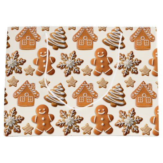 Gingerbread Cookies Pattern Große Geschenktüte (Vorderseite)