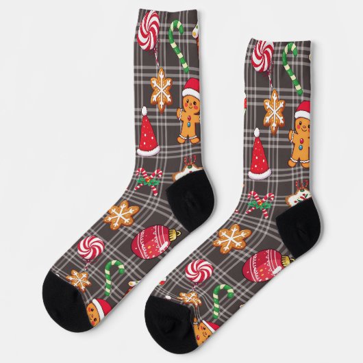 Gingerbread Cookies Socks Christmas Print Socks Socken (Linkes Detail)