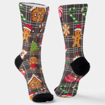 Gingerbread Cookies Socks Christmas Print Socks