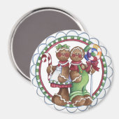 Gingerbread Couple Lollipop Candy Cane Magnet (Vorderseite/Rückseite)