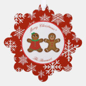 Gingerbread Couple Ornament Weihnachtskarte Karte (Rückseite)