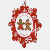 Gingerbread Couple Ornament Weihnachtskarte Karte (Linke Ecke)