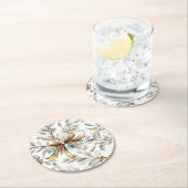 Gingerbread Cream Bow Christmas Runder Pappuntersetzer (Vor Ort)