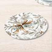 Gingerbread Cream Bow Christmas Runder Pappuntersetzer (Angewinkelt)