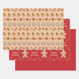 Gingerbread Cutout Jahreszeit Grüße Polka Dots Geschenkpapier Set