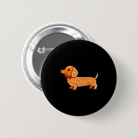 Gingerbread Dachshund Christmas Cute Weiner Dog  Button (Vorne & Hinten)