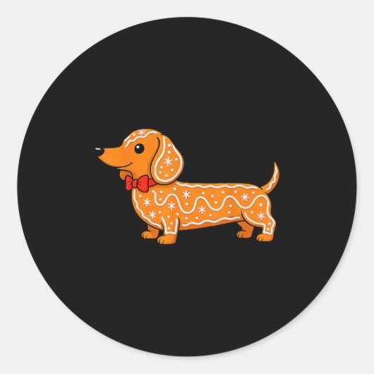 Gingerbread Dachshund Christmas Cute Weiner Dog Runder Aufkleber (Vorderseite)