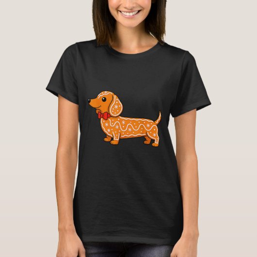 Gingerbread Dachshund Christmas Cute Weiner Dog T-Shirt (Vorderseite)