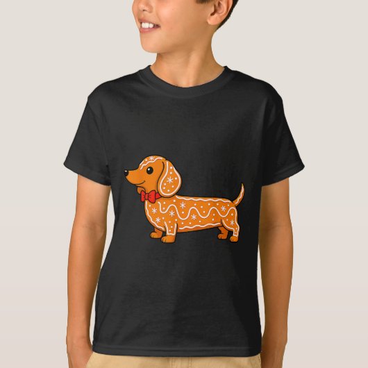 Gingerbread Dachshund Christmas Cute Weiner Dog T-Shirt (Vorderseite)