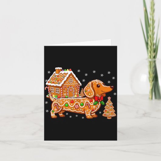 Gingerbread Dachshund Christmas Tree House Cookie Karte (Vorderseite)