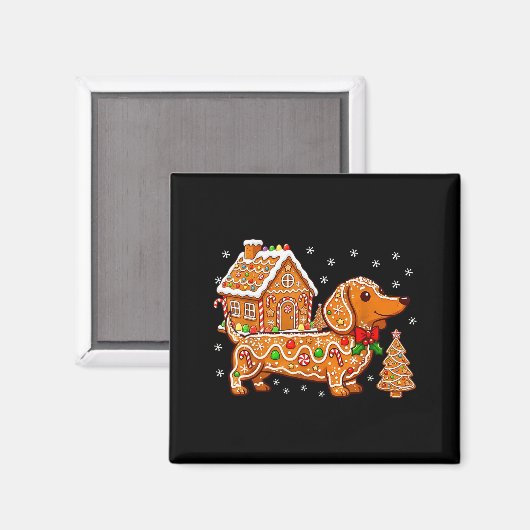 Gingerbread Dachshund Christmas Tree House Cookie  Magnet (Vorderseite/Rückseite)